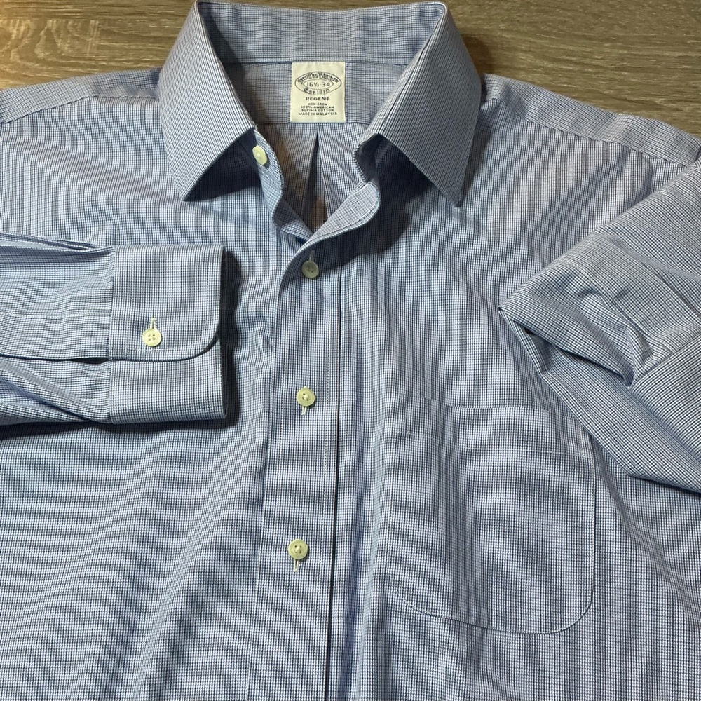Brooks Brothers Regent Dress Shirt Men’s 16-34 Micro Check 100% Supima Cotton